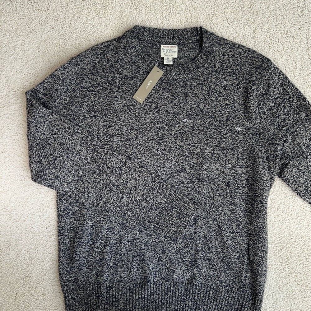 J. Crew Mens Merino Wool Sweater in Marled Navy - Size M